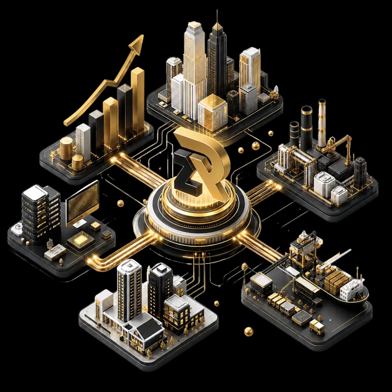 Business ecosystem isometric illustration